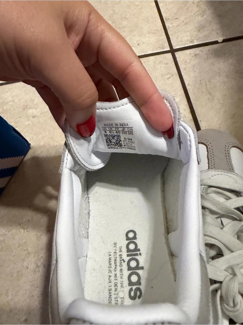 adidas White Leather Sneakers with Light Gray Accents - Picture 2 of 9